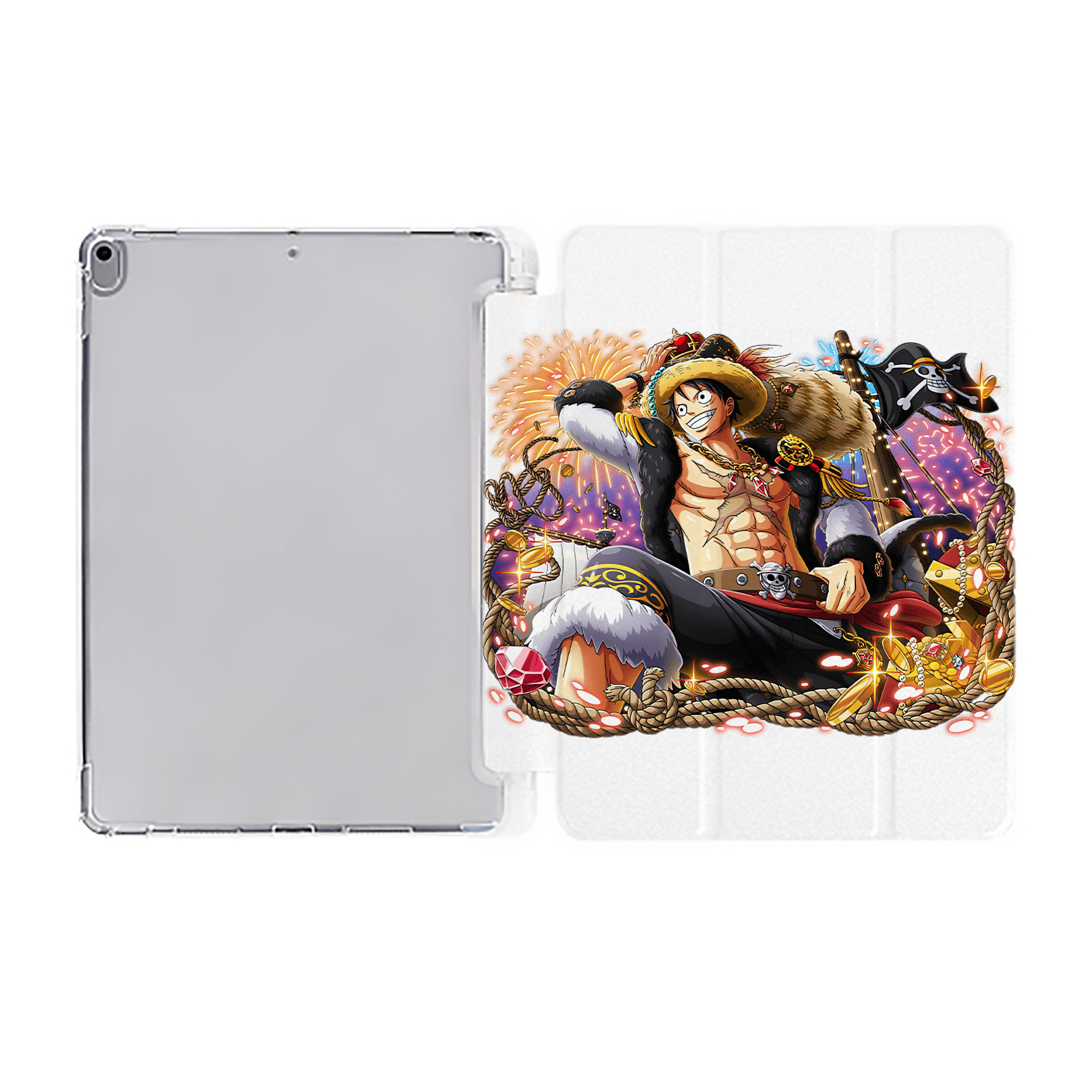 （画像用） ワンピース モンキー・D・ルフィ ONE PIECE Monkey D. Luffy IPad ケース ペン収納付き 三つ折りスタンド PUレザー×シリコン 対応機種9.5/10.5/10.9インチ